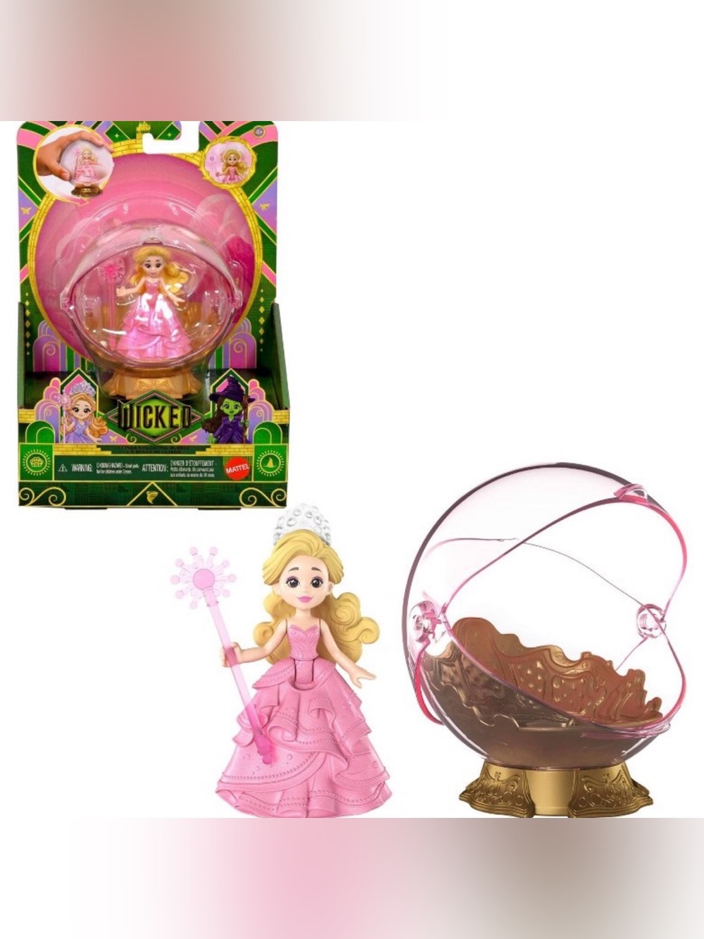 Mattel Wicked Glinda Bubble Doll in Pink Dress with Blonde Hair